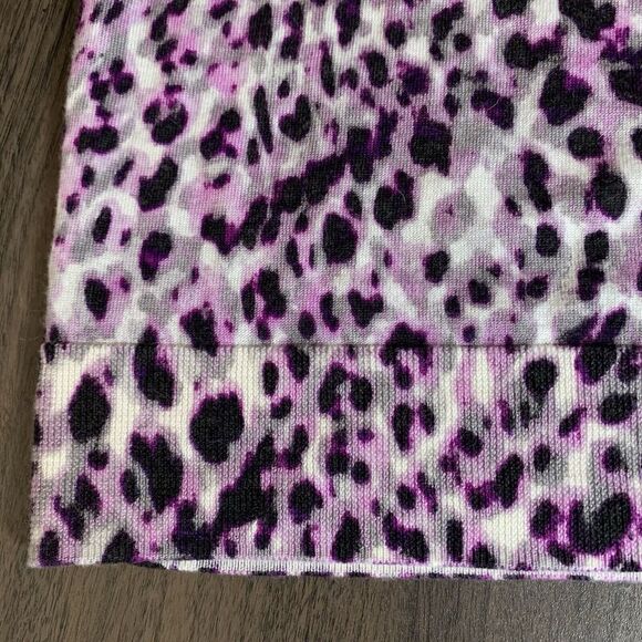 Talbots Womens Petite Medium Merino Wool Sweater Top Purple Leopard Long Sleeve - Picture 6 of 7